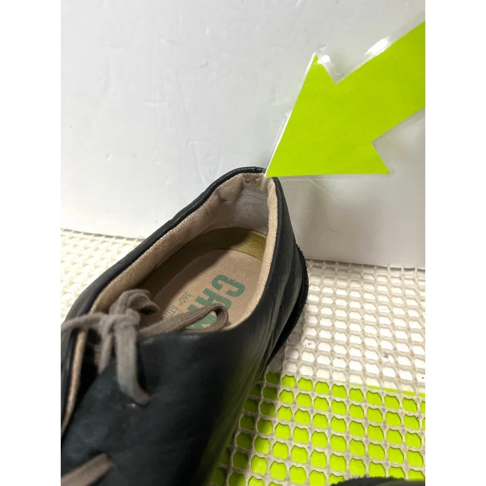 Camper Black Leather Lace-Up Sneakers with Gray Laces